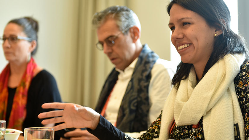 Carla Grados Villamar speaking at the 2019 Skoll World Forum