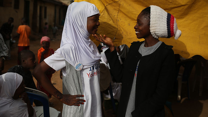 Maryam and Mercy, Muslim and Christian girls who led inter-religious dialogue initiatives at places of worship in Northeast Nigeria