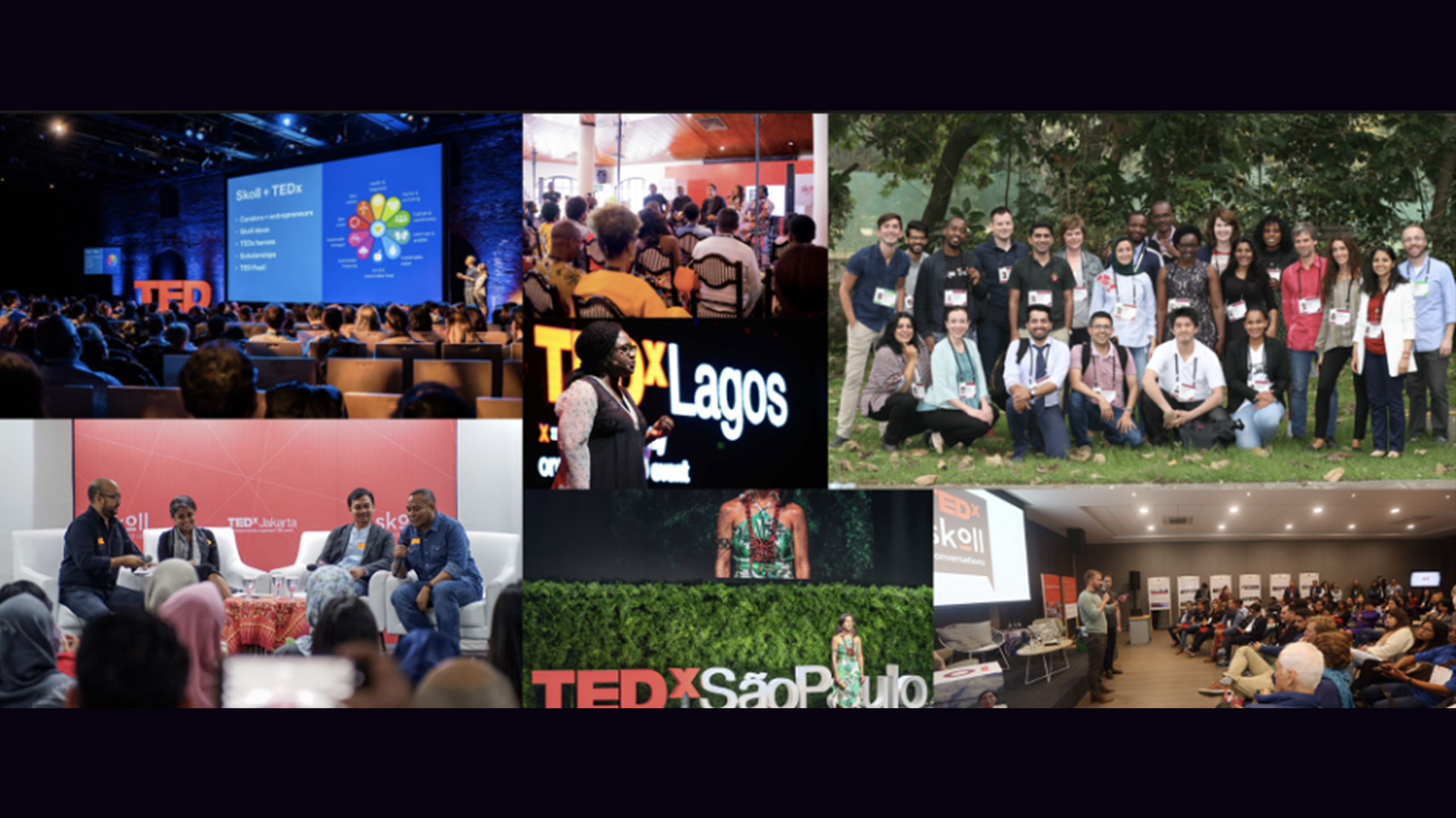 A collage of images from TEDx Skoll events